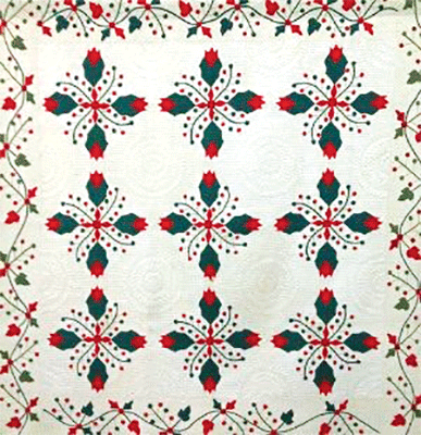 Quilt REd and Green Applique Quilt Carolyn Miller web